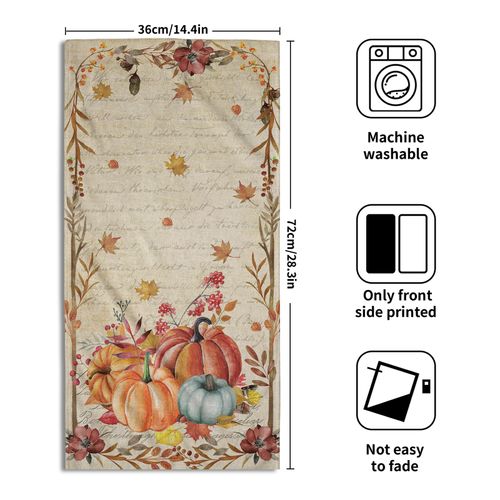 Fall Retro Pumpkin Hand Towels Set of 2 Flower Leaves Fingertip Towel Decorative Soft Highly Absorbent Bath Towels for Home Hotel Gym Spa