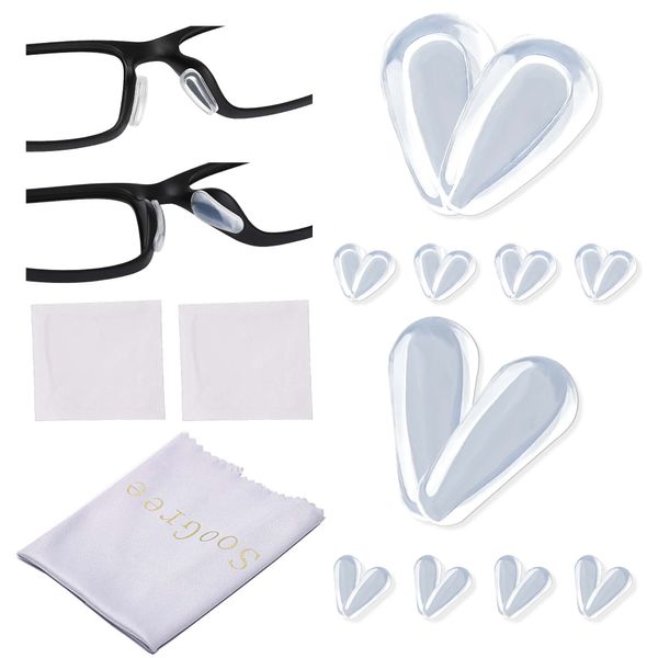 5 Pairs Self Adhesive Non-Slip Eyeglass Nose Pads 5 Pairs Water Drop Silicone Nose Pad (Thick) with Alcohol Wipes