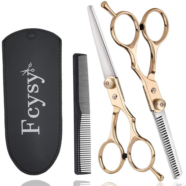 Hair Scissors Thinning Shears for Hair Cutting, Fcysy 6 Inches Barber Scissors Hair Cutting Kit, Wig Trimming Scissors Texturizing Shears Set, Haircut Shears Hair Dresser Scissors for Dog Men Women