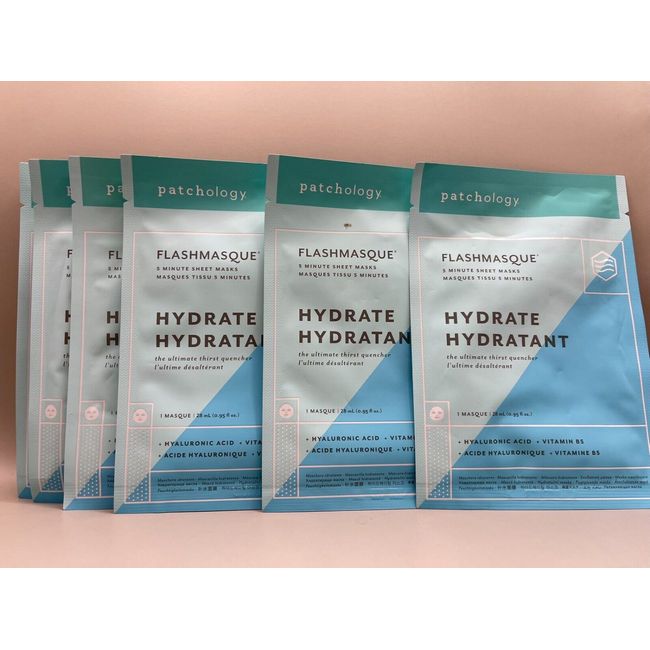 8 x PATCHOLOGY HYDRATE FLASHMASQUE 5-MINUTE SHEET MASKS FACIAL SHEET SINGLE PACK