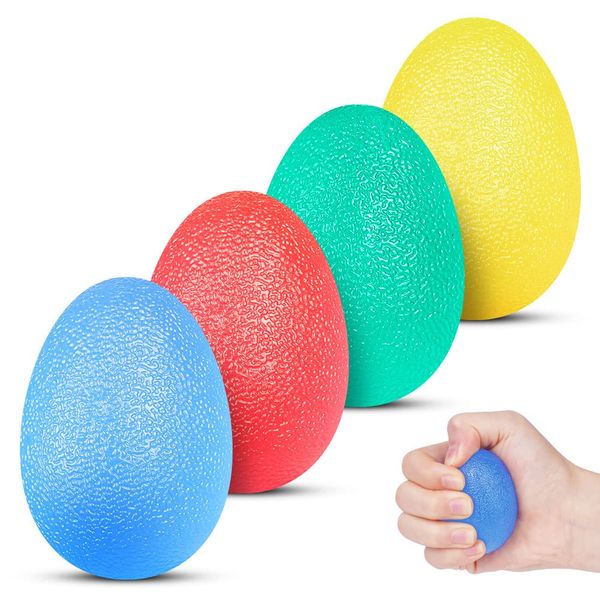 Vicloon Hand Grip Strength Trainer, 4 Pcs Stress Relief Balls for Adults and Kids, Hand Therapy Squeeze Exercise Stress Balls, Strength Hand Exercise Ball Squishy to Trainning Finger and Wrist