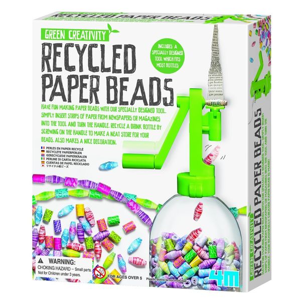 4M Green Creativity Recycled Paper Beads Kit - Arts & Crafts Upcycle Decorative Jewelry Art Gift for Kids & Teens, Boys & Girls Small