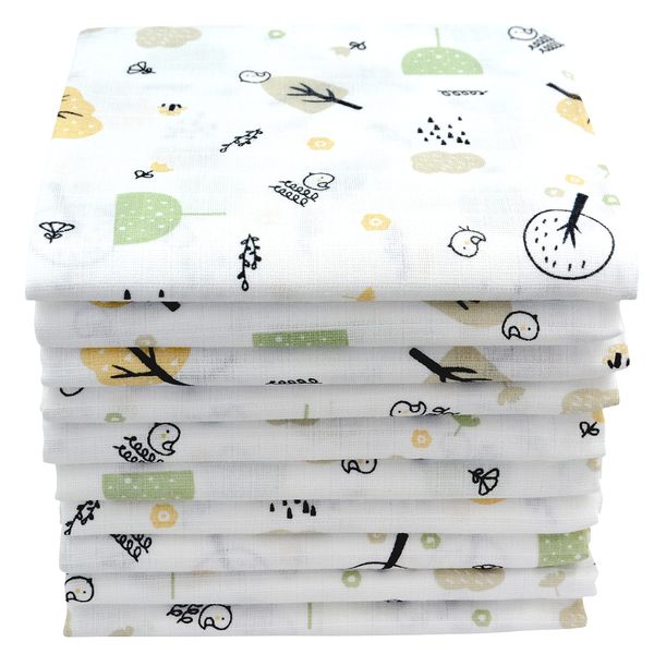 Muslin cloths with nature motifs 10-pack | Burp cloths baby | Cloth diapers 70x80 | Muslin diapers | Oeko-Tex (trees)