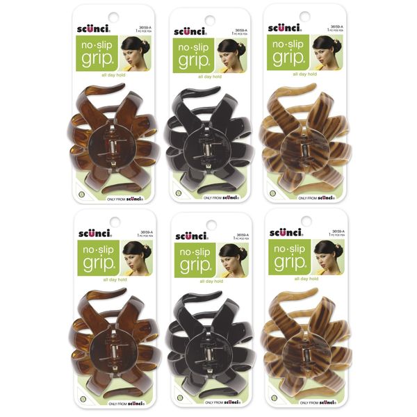 Scunci No-slip Grip Large Octopus Clip, 6-Count