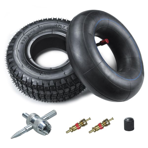 HOLATO 9x3.50-4 9"x3-1/2" Tire and Inner Tube for 49cc Stand Up Gas Electric Scooter 4-Wheeler Garden Zero Turn Lawn mower Go Kart 2-stroke Mini ATV Skateboard Scooter Tractor Heavy Duty Parts