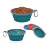 Silicone Basic Bowl with Plastic Rim and D-Ring,Foldable Travel pet Feeder 34oz