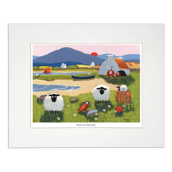 'Nice to See Ewe' Mounted Print by Thomas Joseph - Sheep Art