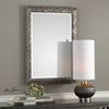 Luxe Silver Leaves Vanity Wall Mirror | 35" Organic Textured Layered Classic