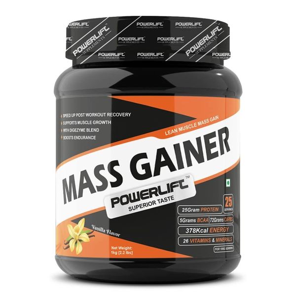 Muscle Mass Gainer Protein Powder (1kg Vanilla) High Protein Gainer For Muscles