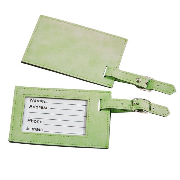 Lime Green Leatherette Luggage Tag