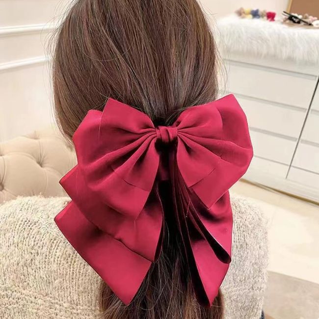 HAPVITAL Hair Ornament, Hair Clip, Office, Simple, Hair Accessory, Cute, Clip, Large, Popular, Korean Style, Brand (Red)