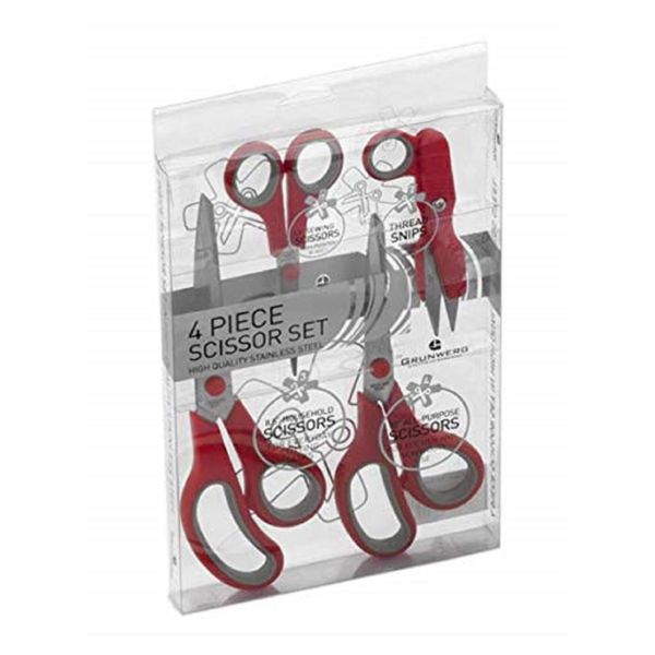 Grunwerg 9810/4RG Kitchen Scissors, Stainless Steel, Red/Grey