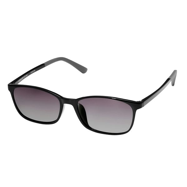 EVERNEVER AZ Label EVAZ-004C1-SG-parent Men's Driving Sunglasses, Polarized Sunglasses, Stylish, Day and Night, Square, UV Protection, Light Color, Thin, Thin, Black, Slightly Smaller to Regular Sizes, Lens Color: Dark Gray Gradient (Glare Reduction Effec