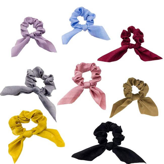 8 Stücke Chiffon Bowknot Haargummi，Haargummis Mit Schleife Haargummis Scrunchies Seide Chiffon Bowknot Haar Haargummi Seidenschal Kaninchenohren Form,für Frauen Mädchen Haarschmuck(8CM)