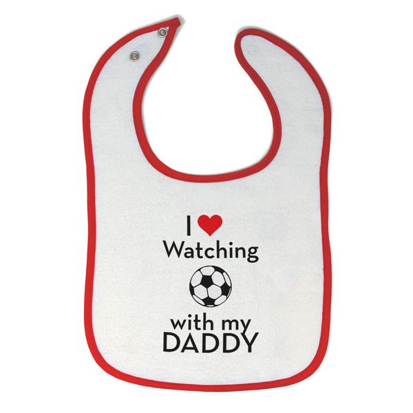 Toddler & Baby Bibs Burp Cloths Soccer I Love Watching Soccer with My Daddy Cotton Baby Items for Baby Girl & Boy White Red Design Only