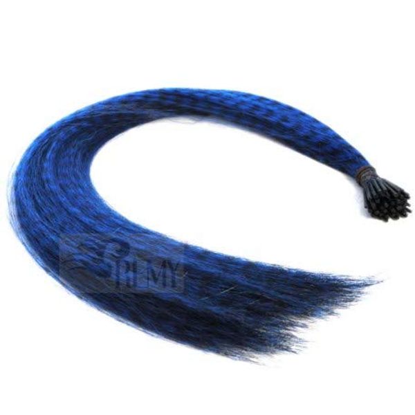 RemyHaar.eu Haarverlängerungen 10 Bunte Haarsträhnen 0,5g Blau Feder Strähnen Feather Extensions Grizzly Microring Extensions Bunte Haare Kunsthaar (10x Blau Feder)