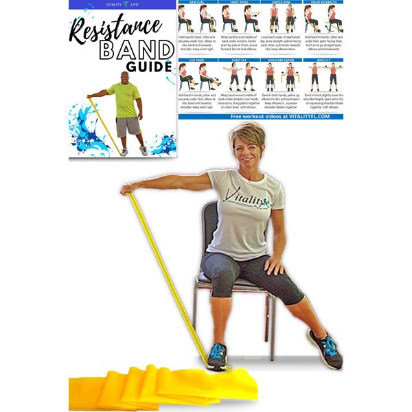 Resistance Band for Seniors: Exercise Band specifically Created for Seniors with Light Resistance and Longer Length + Instruction Guide. Latex Free. Exercise, Stretching, Physical Therapy