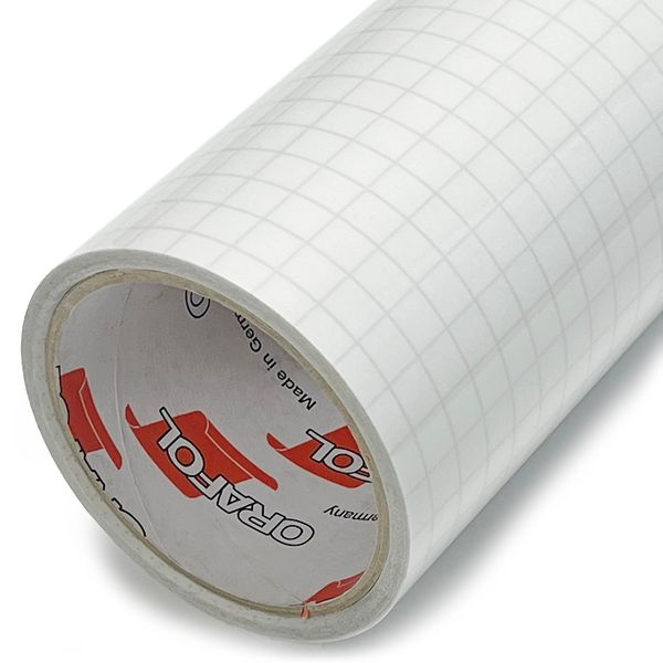 ORAFOL Oratape MT80P Adhesive Vinyl (12" x 25 Yards) - Clear Transfer Sticker Paper Tape with Grid, Polyacrylate Adhesive Film Paper for T-Shirt, DIY, Craft