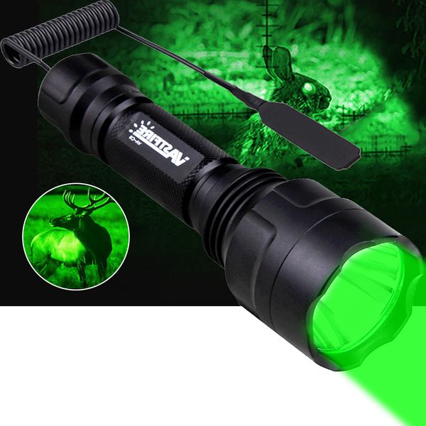 350yards Hunting Green LED Flashlight Predator Light Torch with Remote Switch