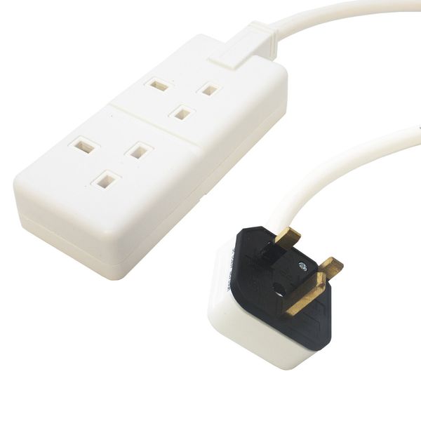 2 Gang White 13amp Professional Trailing Socket Extension Lead Mains Power (40m)