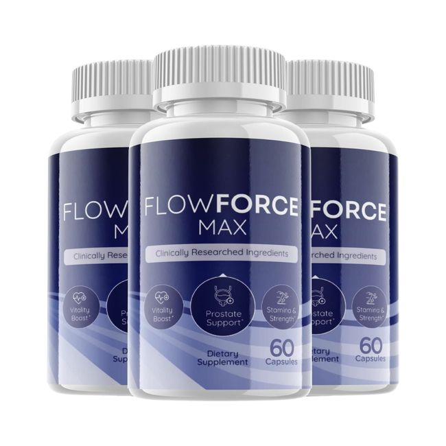 3-Pack Flow Force Max - Vegan, Male Vitality Supplement Pills - 180 Capsules