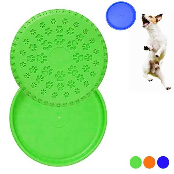 Pet Rubber Flying Disc 9" Catch Dog Fetch Toy Play Exercise Garden