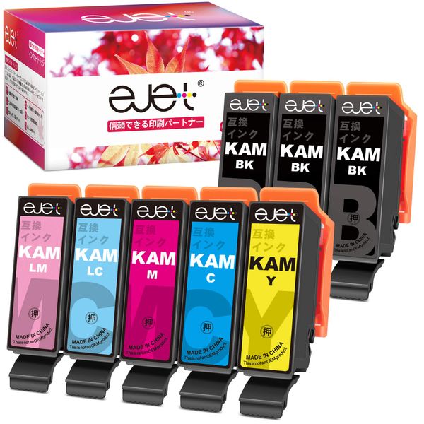 ejet KAM KAM-6CL-L Epson Ink for Turtles Epson Printer Ink Turtles 6 Colors + KAM-BK 3 Bottles (Total 8 Pieces) Epson Compatible EP-884AB EP-884AW EP-885AB EP-885AW EP-886AB EP-886AR EP-883AB EP-883AB