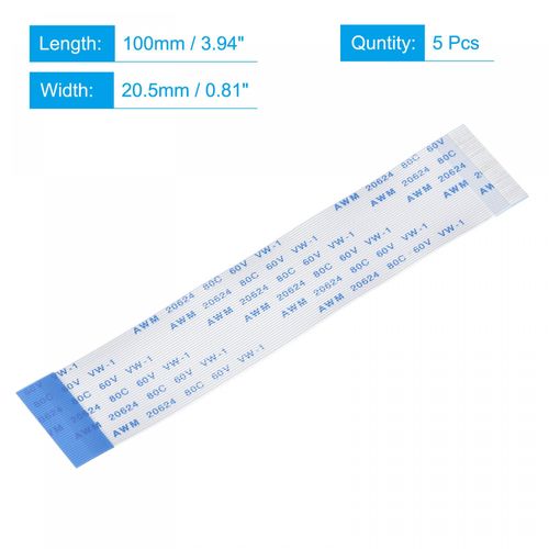 uxcell FFC Ribbon Flat Cable for LCD 3D Printer Camera DVD TV Laptop 40 Pin Pitch 0.5mm Length 100mm (B Type), Pack of 5