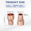 PATIKIL 5Pcs Copper Reducer 3/8" x1/4" ID Reducing Copper Coupling Fitting Pipe Adapter