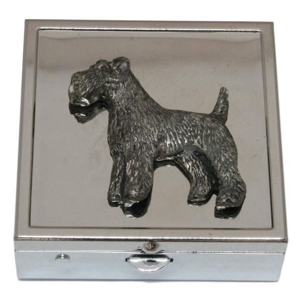 Fox Terrier Pill Trinket Box Chrome with Mirror Gift 143