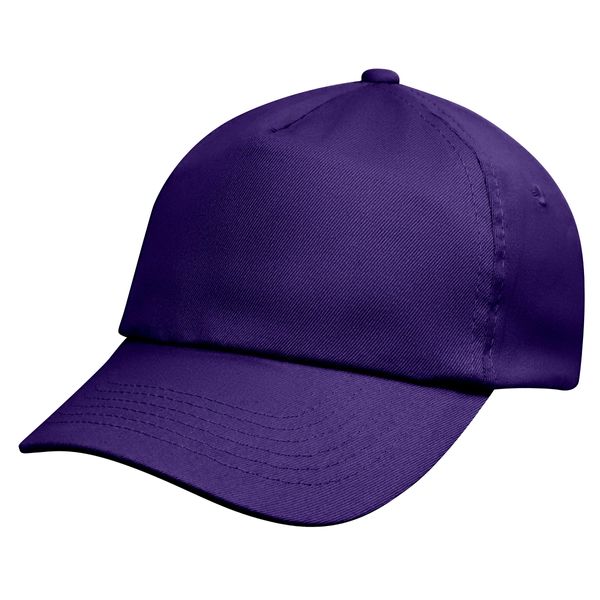 L4 Kids Plain Baseball Cap 5 Panel (Purple, One Size)