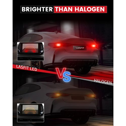 LASFIT 7443 LED Brake Tail Light Bulb, Super Bright 7444NA 7443R 7444 7440 7440A for Stop Parking Lights, W21W WY21W 992, Only for Standard Socket, Red (2pcs)
