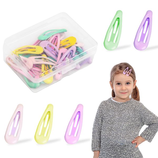 Pack of 30 Hair Clips Girls, 3 cm Cute Children's Hair Clips, Baby Small, Girls Hair Clips, Colourful Mini Hair Clips, Metal Snap Hair Clips in Candy Colour, 5 Colours for Women and Girls