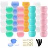 Alledomain 40pcs 5g/5ml Empty Cosmetic Sample Jars with 3Pcs Mini Spatulas & 42 Labels, Plastic Refillable Cream Lotion Storage Container Travel Pots with Lids & Inner Liners for Makeup Beauty Nails
