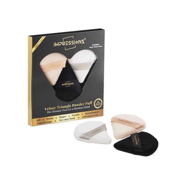 ImpressionZ Streak-free Application Triangle Powder Puffs-3pcs Reusable Lush Powder Puffs for Face Powder,Loose Powder-Under Eye Powder Puff Face Makeup Triangle Puffs Foundation Blending Sponges Set