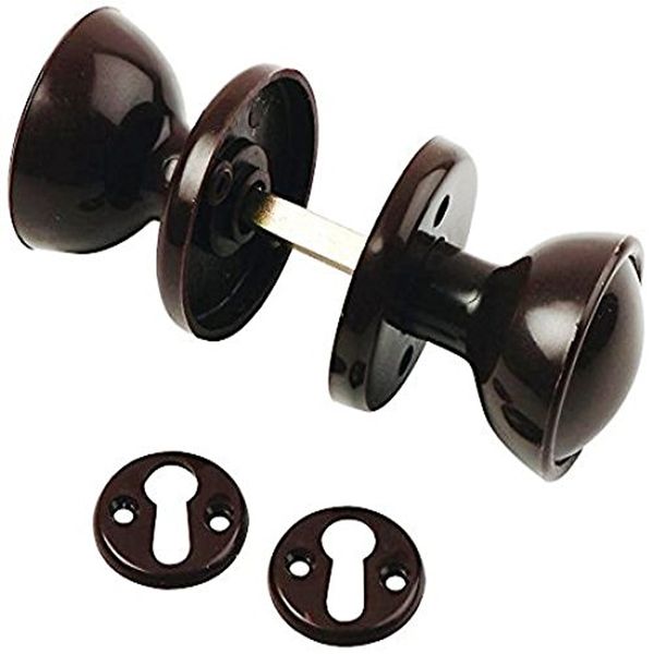 Durable 60mm Brown Door Knob Set Ideal for Sheds, Gates & Garages