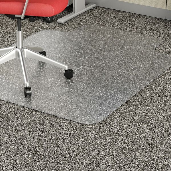 Lorell Economy Chairmat Wide Lip 25"x12" Low Pile 45"x53" Clear 02157