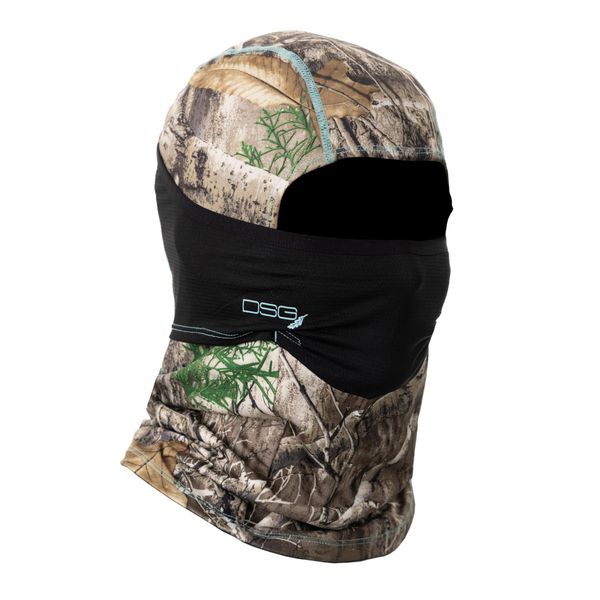 DSG Outerwear Women's D-Tech Hinged Facemask, Realtree Edge Camo Aqua, One Size