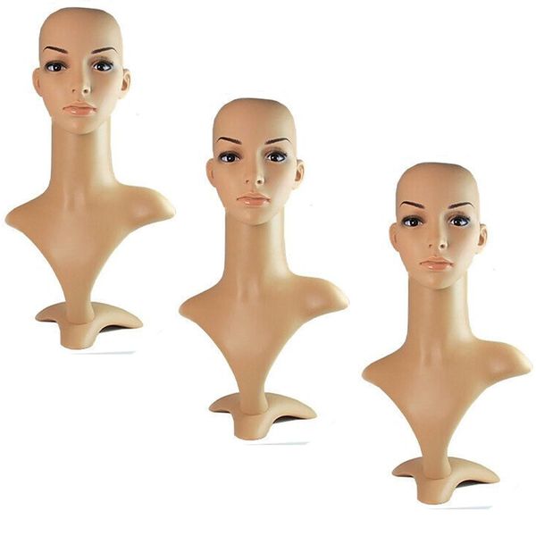 My Shopfittings Female Dummy Head Training Mannequin Torso Wigs Hats Shop Retail Fashion (3 X PLASTIC MAKEUP)