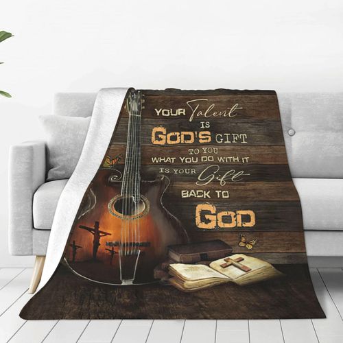 Guitar Gifts Blanket Rock Christian Guitar Throw Blankets Cozy Fleece Flannel Blanket Soft Warm Plush Lightweight Blanket Music Gifts for Guitar Players Men Women Boys Girls for Couch Sofa Bed 50"X60"