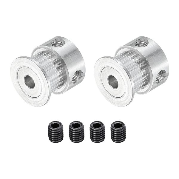 uxcell Timing Pulley 20 Teeth 6mm Bore Aluminum Synchro Wheel with M4 Screw 3D Printer Belt for CNC Machine 2pcs