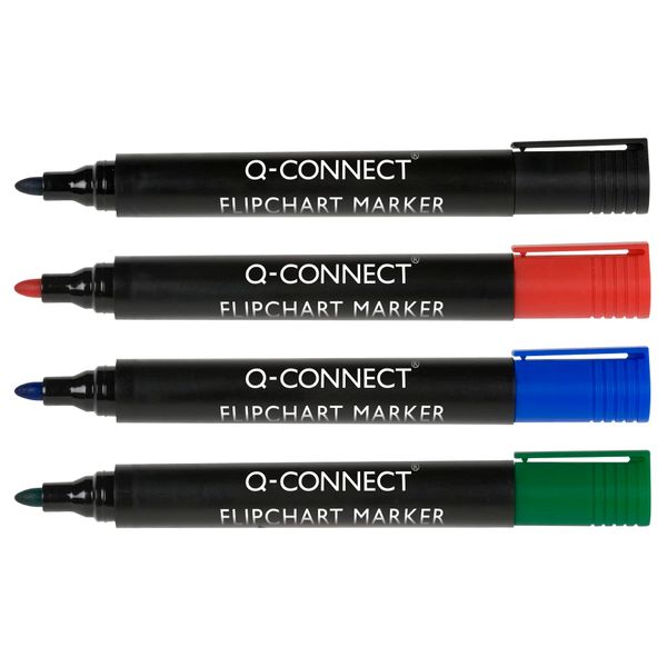 Q-Connect Flipchart Marker Pen Bullet Tip Assorted (Pack of 4)