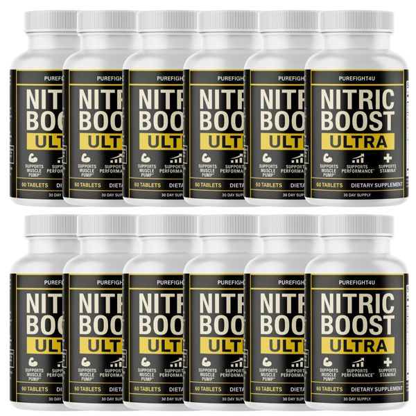 Nitric Boost Ulta Supplement – Energy, Pump & Circulation Booster – 12 Bottles