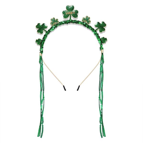 MOLOCH St.Patrick's Day Headband for Women Glitter Lucky Shamrock Headband Green Leaf Clover Irish Hairband St.Patrick's Day Costume Hair Accessories Gifts