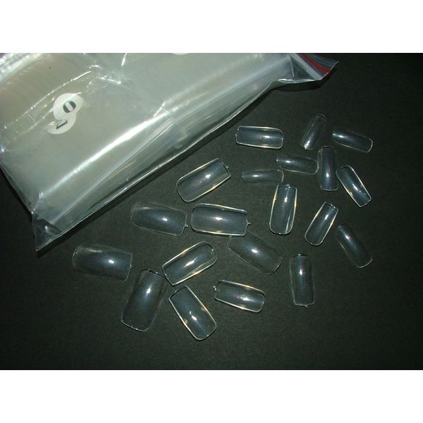 500 Clear Long Square Full Cover False Nails by Pretty Poppet