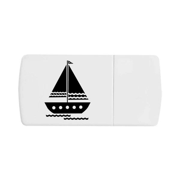 'Black and White Sailing Boat' Pill Box with Tablet Splitter (PI00021285)