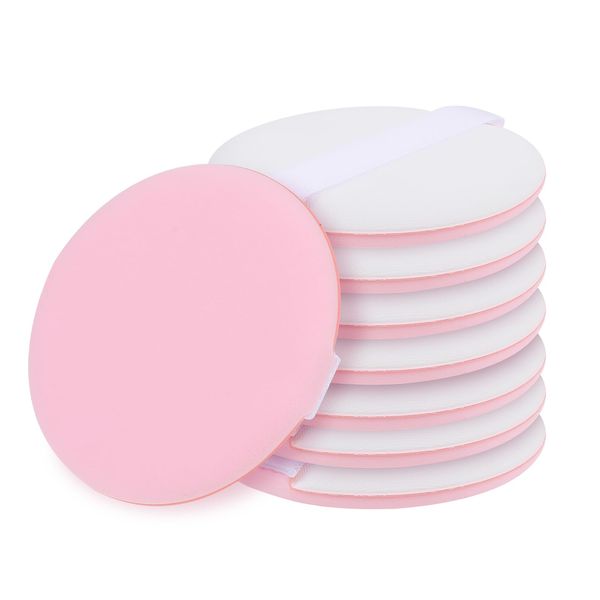 8PCS Face Powder Puffs Pink Soft Cotton Powder Pads Round Powder Puff with Ribbon for Powder Foundation Body Powder and Loose Powder, 2.13 Inch