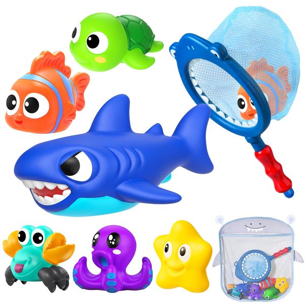 GZHFMUS No Hole Mold Free Baby Bath Toys for Kids Ages 1-3,Water Toys for Babies and Toddlers,Ocean Animal Bath Toys for Bathtub,Shower,Beach, Pool,Water Table,Boys Girls Gifts with Storage Bag