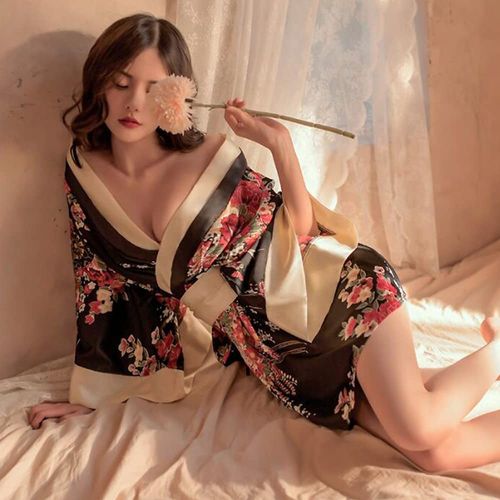 LIKENNY Kimono, Yukata, 3-piece Set, Sexy, Cosplay, Oiran, Kimono, Japanese Style, Temptation, Erotic Underwear, Women's Costume, Costume, Yamato Nadeshiko Pajamas, Sleepwear