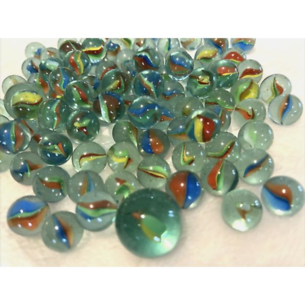 Lot of  Glass Marbles 100 players 16mm & 2 shooters 25mm ~ Toy